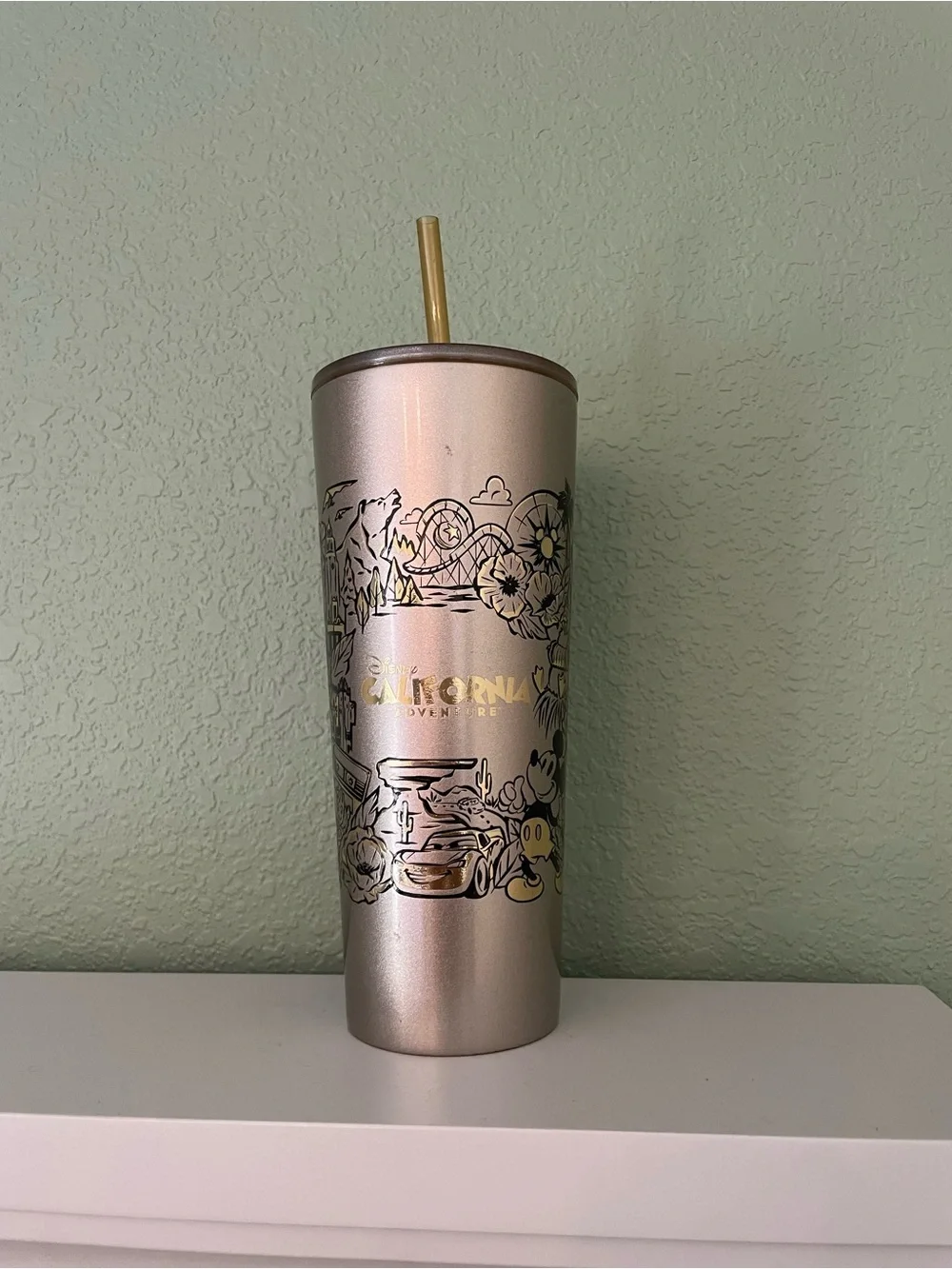 Disney California Adventure Starbucks Metallic Rose Gold Travel Tumbler